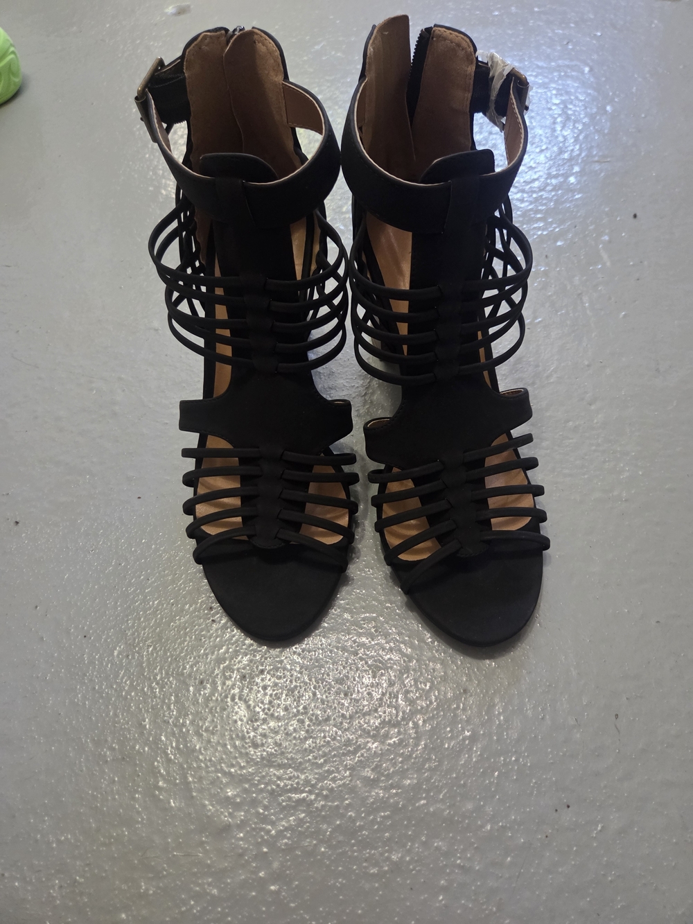 Charlotte Russe Black Strappy Cage Heeled Sandals